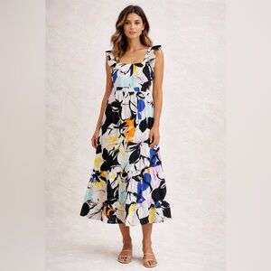 D77. Floral Sleeveless Maxi Dress